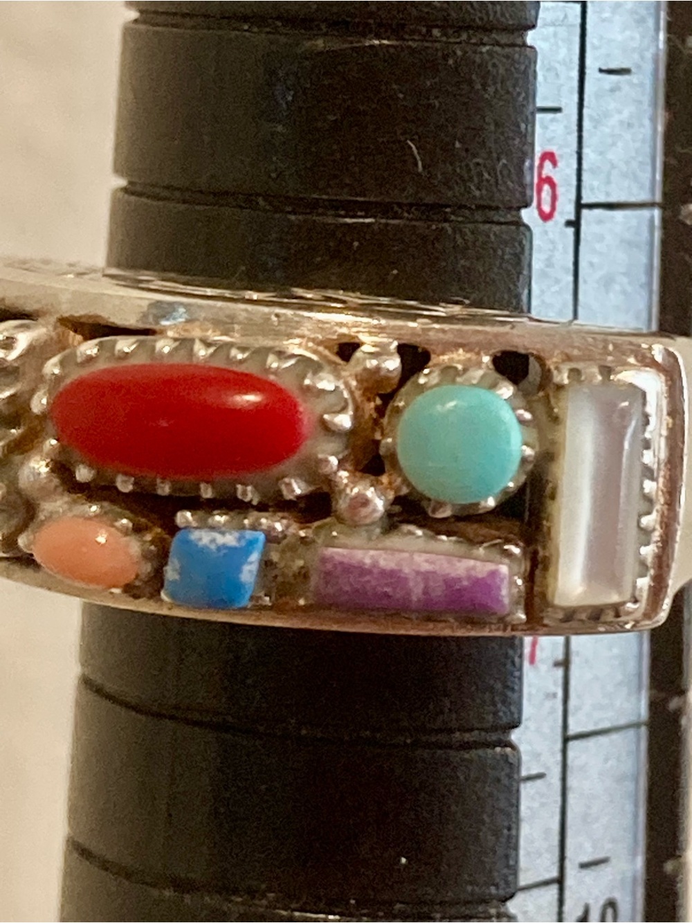 Sterling Silver Chunky Statement Ring Multicolor Size 6.75 Colorful - Picture 14 of 15